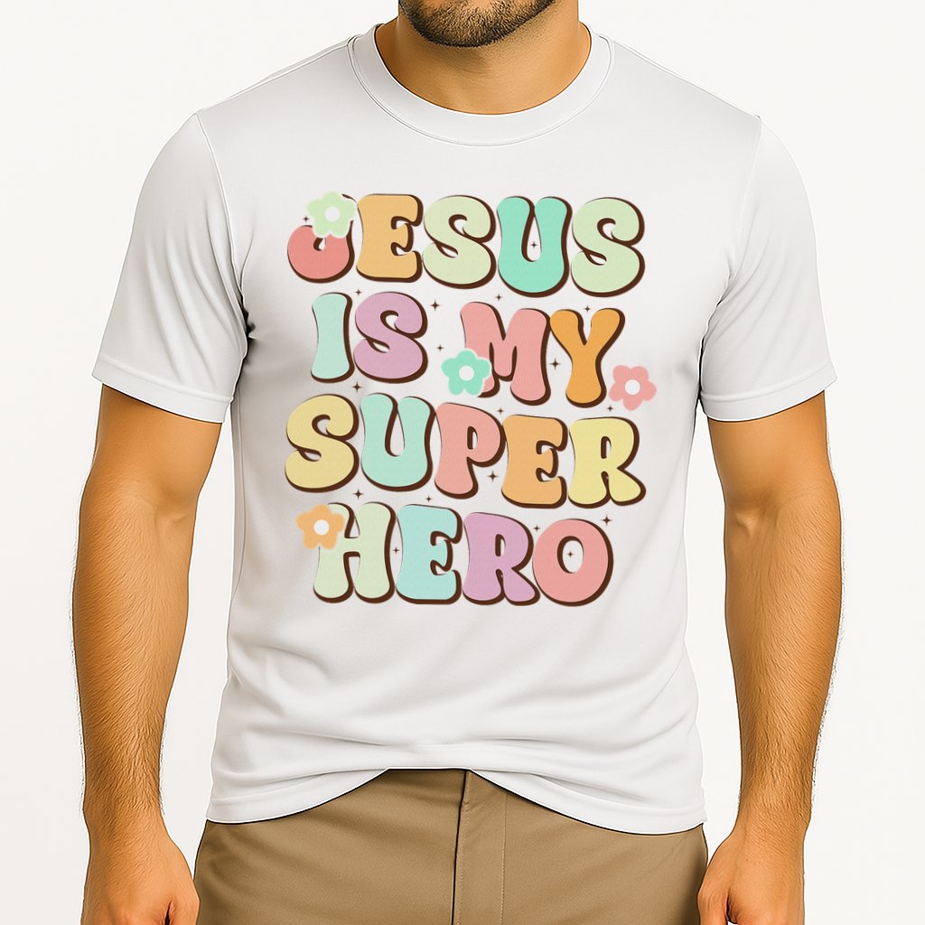 Jesus Is My Superhero Christian Religious Cooling Performance Crew T-Shirt