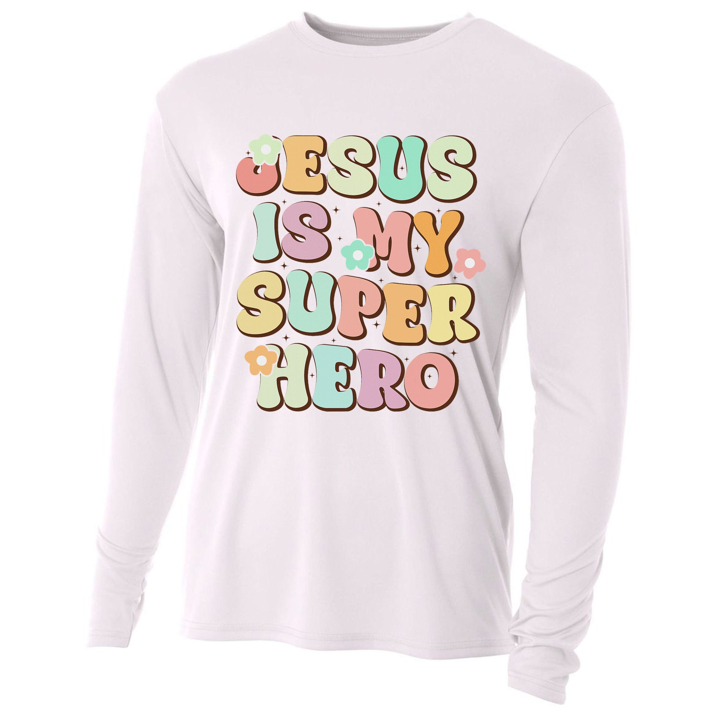 Jesus Is My Superhero Christian Religious Cooling Performance Long Sleeve Crew