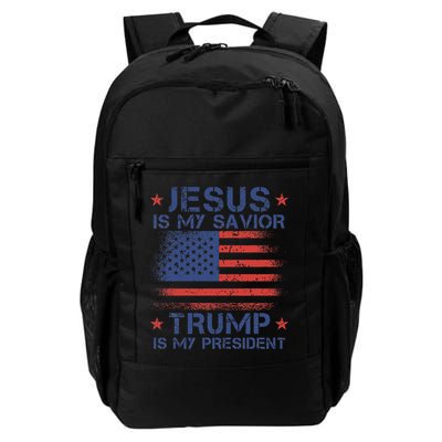 Jesus Is My Savior Trump Is My President Retro Us Flag Backpack