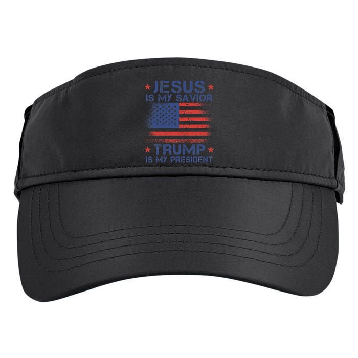 Jesus Is My Savior Trump Is My President Retro Us Flag Adult Drive Performance Visor