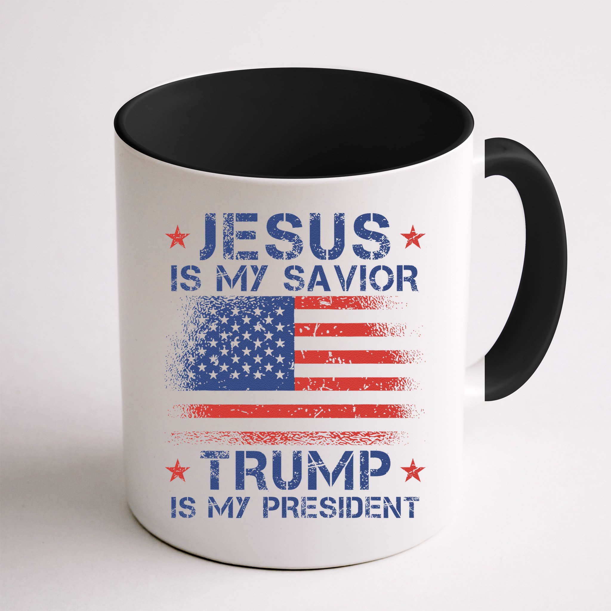 Jesus Is My Savior Trump Is My President Retro Us Flag Mug