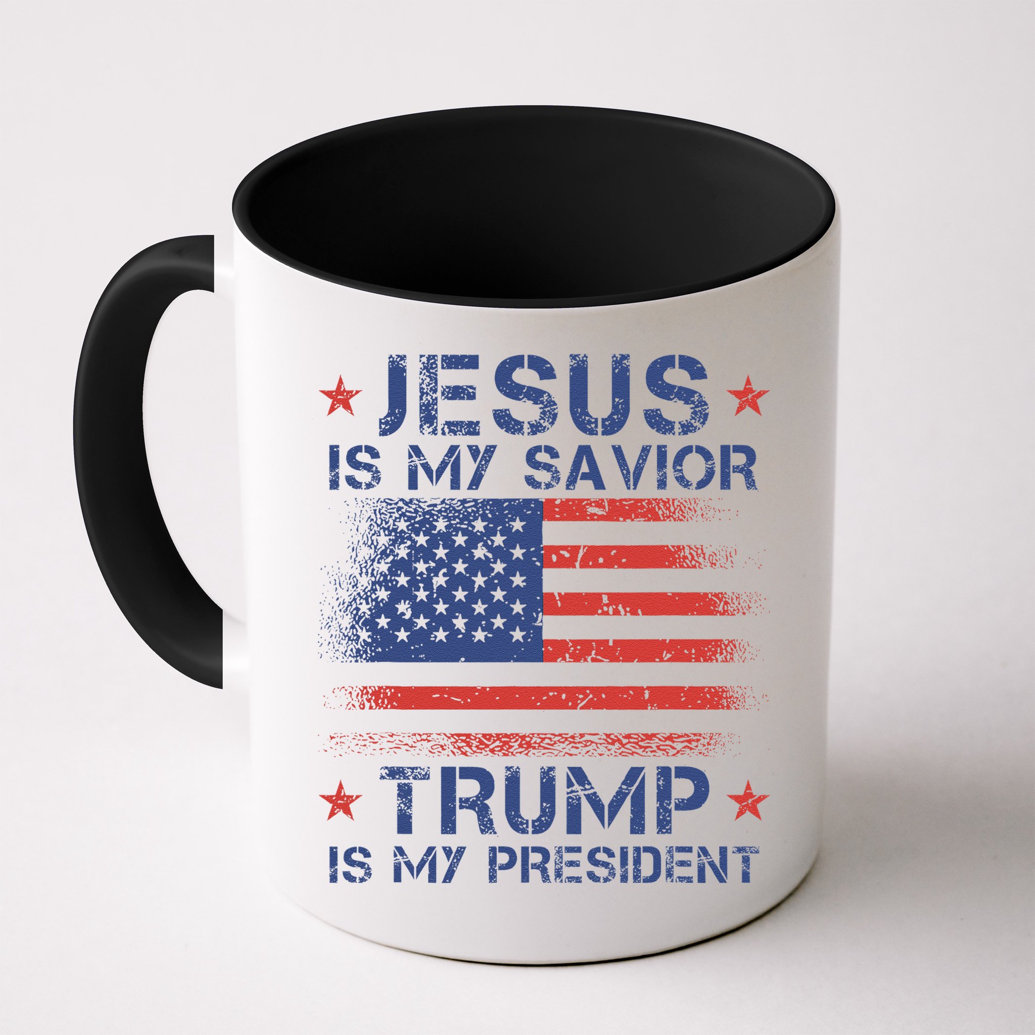 Jesus Is My Savior Trump Is My President Retro Us Flag Mug