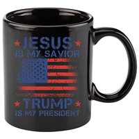 Jesus Is My Savior Trump Is My President Retro Us Flag 11oz C Handle Ceramic Mug
