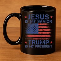 Jesus Is My Savior Trump Is My President Retro Us Flag 11oz C Handle Ceramic Mug