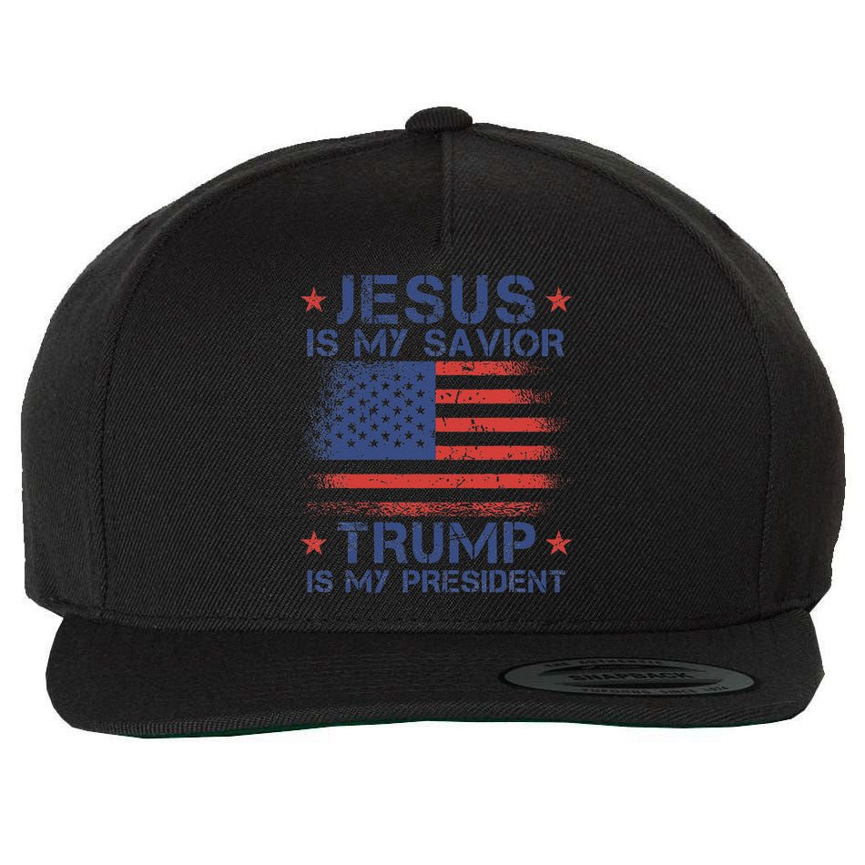 Jesus Is My Savior Trump Is My President Retro Us Flag Wool Snapback Cap