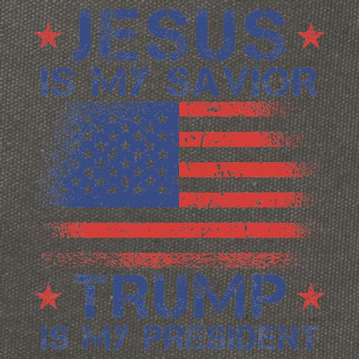 Jesus Is My Savior Trump Is My President Retro Us Flag Cotton Canvas Backpack