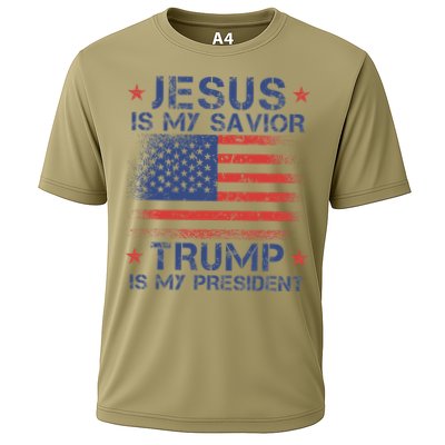 Jesus Is My Savior Trump Is My President Retro Us Flag Performance Shirt
