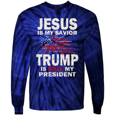 Jesus Is My Savior Trump Is Still My President Cute Tie-Dye Long Sleeve Shirt