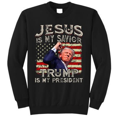 Jesus Is My Savior Trump Is My President American Flag Sweatshirt