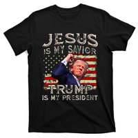 Jesus Is My Savior Trump Is My President American Flag T-Shirt