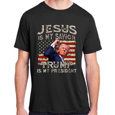 Jesus Is My Savior Trump Is My President American Flag Adult ChromaSoft Performance T-Shirt