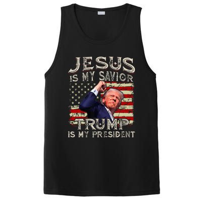 Jesus Is My Savior Trump Is My President American Flag PosiCharge Competitor Tank