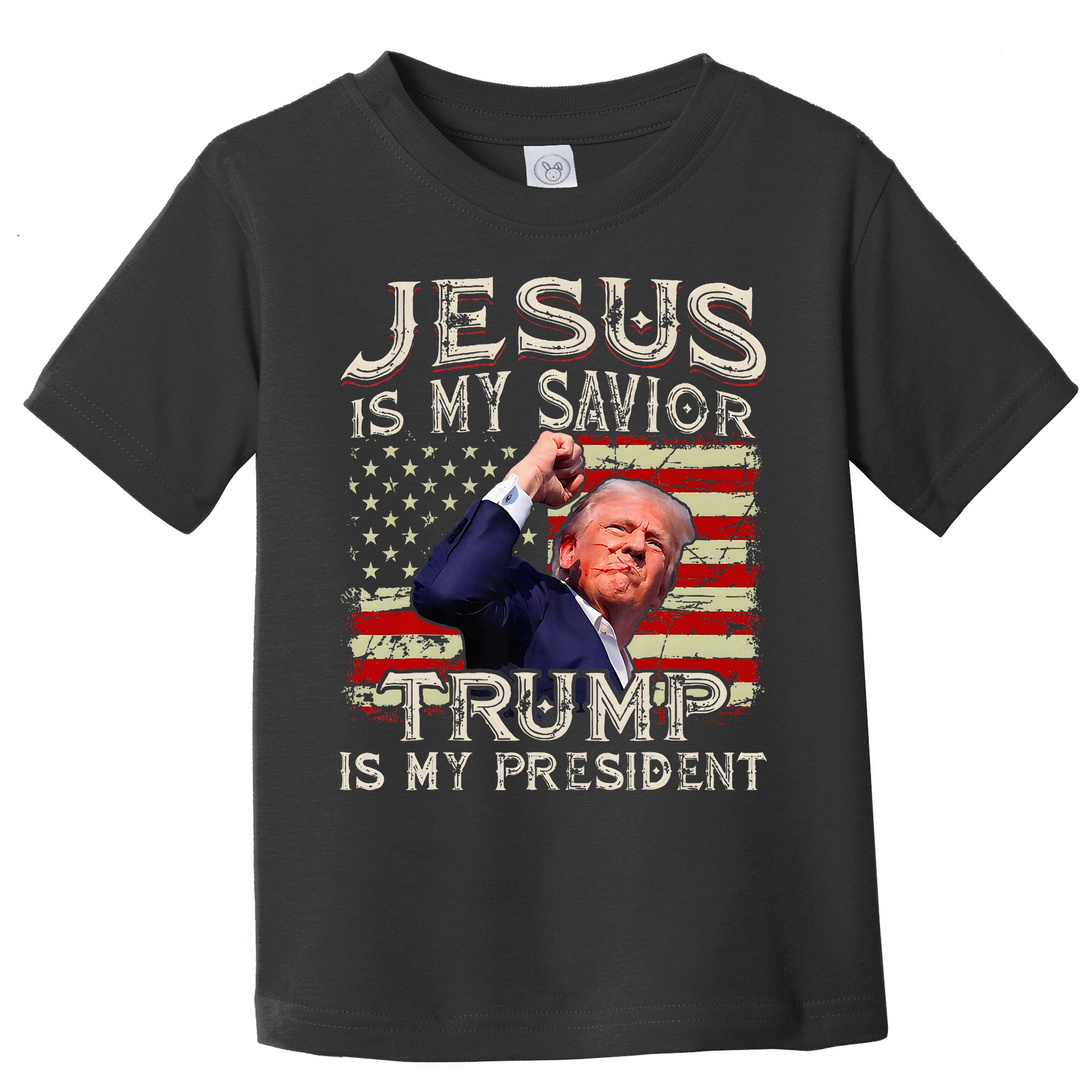 Jesus Is My Savior Trump Is My President American Flag Toddler T-Shirt