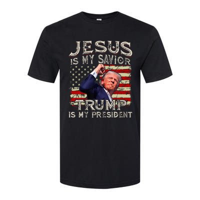 Jesus Is My Savior Trump Is My President American Flag Softstyle CVC T-Shirt