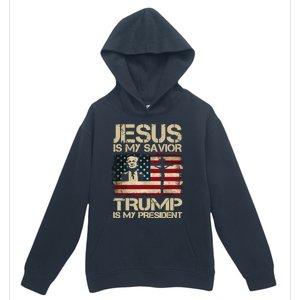 Jesus Is My Savior Trump Is My President Trump 2024 Usa Flag Urban Pullover Hoodie