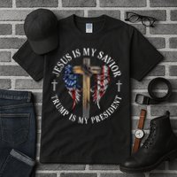 Jesus Is My Savior Trump Is My President 2024 Usa Flag Cross Tall T-Shirt