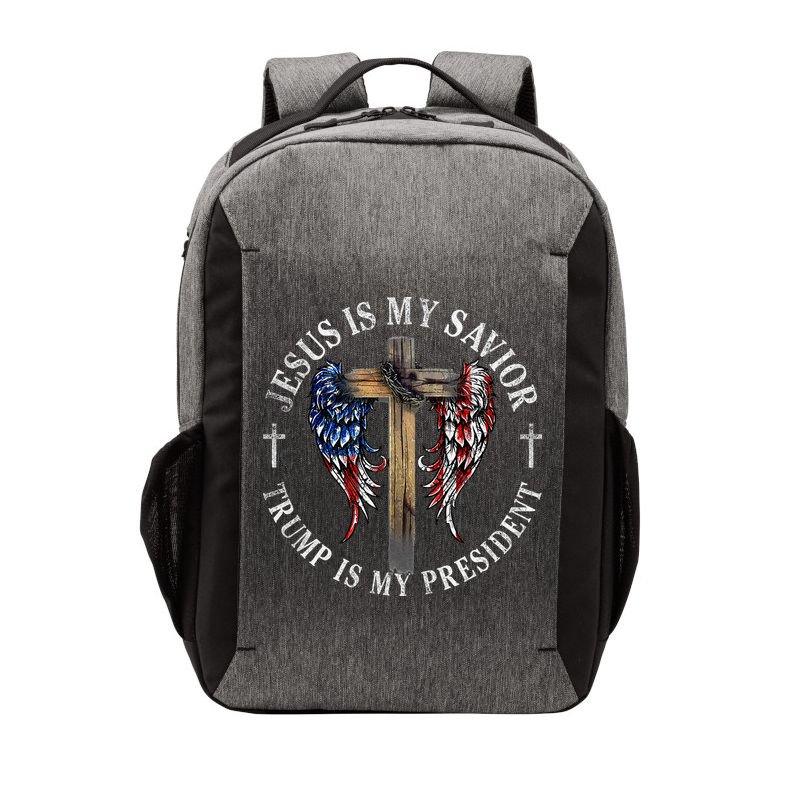 Jesus Is My Savior Trump Is My President 2024 Usa Flag Cross Vector Backpack