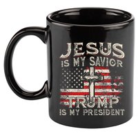 Jesus Is My Savior Trump Is My President American Flag 11oz C Handle Ceramic Mug