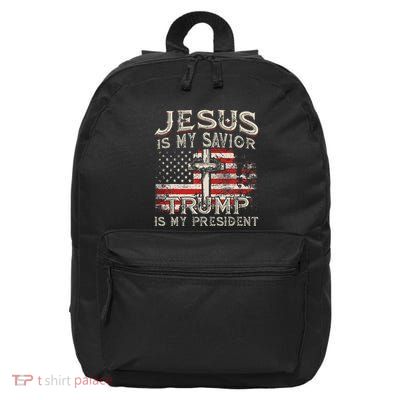 Jesus Is My Savior Trump Is My President American Flag 16 in Basic Backpack