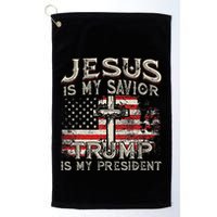 Jesus Is My Savior Trump Is My President American Flag Golf Towel