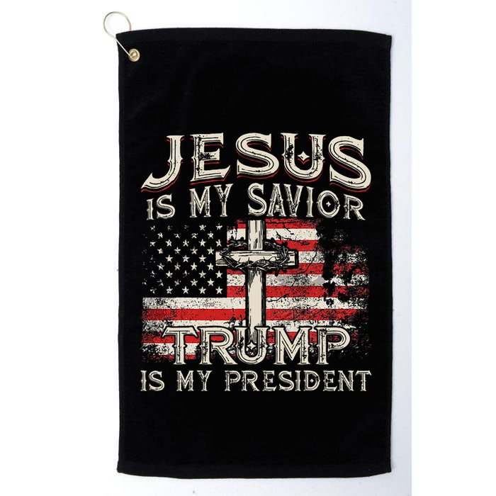 Jesus Is My Savior Trump Is My President American Flag Golf Towel