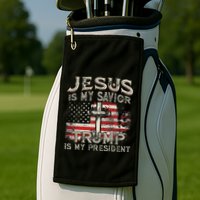 Jesus Is My Savior Trump Is My President American Flag Golf Towel