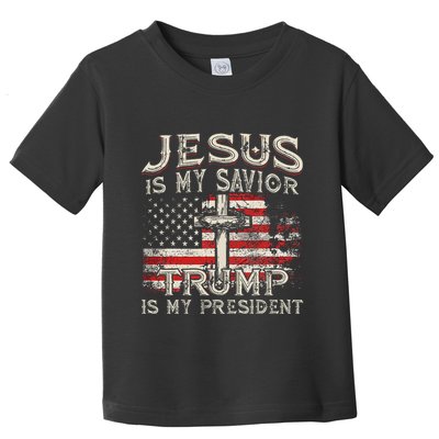 Jesus Is My Savior Trump Is My President American Flag Toddler T-Shirt