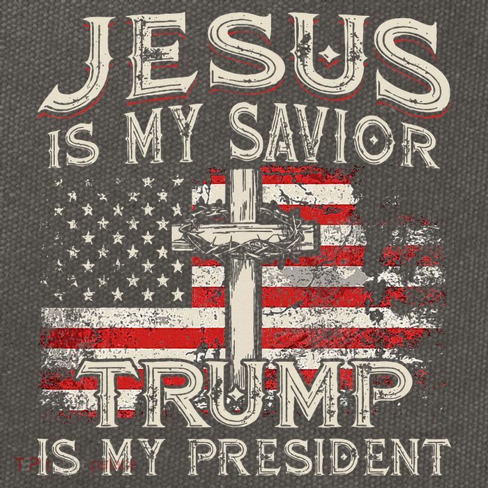 Jesus Is My Savior Trump Is My President American Flag Cotton Canvas Backpack