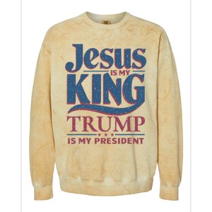 Jesus Is My King Trump Is My President Colorblast Crewneck Sweatshirt