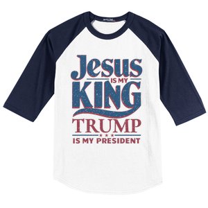 Jesus Is My King Trump Is My President Baseball Sleeve Shirt