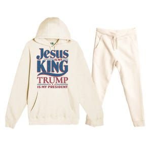 Jesus Is My King Trump Is My President Premium Hooded Sweatsuit Set