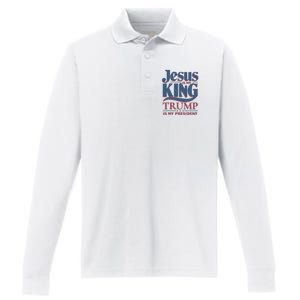 Jesus Is My King Trump Is My President Performance Long Sleeve Polo