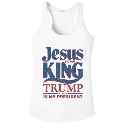 Jesus Is My King Trump Is My President Ladies PosiCharge Competitor Racerback Tank