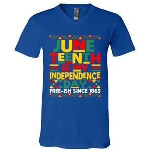 Junenth Is My Independence Day Freedom African Funny Gift V-Neck T-Shirt