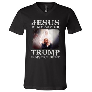 Jesus Is My Savior Trump Is My President V-Neck T-Shirt