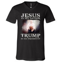 Jesus Is My Savior Trump Is My President V-Neck T-Shirt