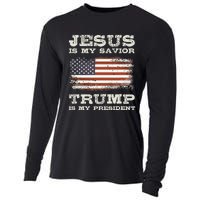 Jesus Is My Savior Trump Is My President Cooling Performance Long Sleeve Crew