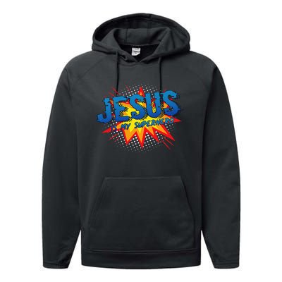 Jesus Is My Superhero Cute Powerful Christian Gift Comic Performance Fleece Hoodie