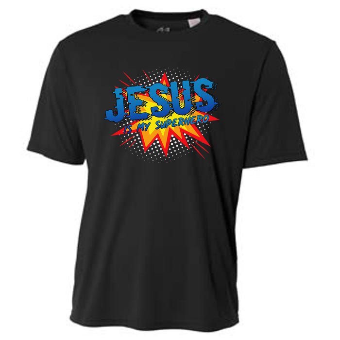 Jesus Is My Superhero Cute Powerful Christian Gift Comic Cooling Performance Crew T-Shirt