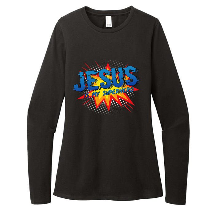 Jesus Is My Superhero Cute Powerful Christian Gift Comic Womens CVC Long Sleeve Shirt