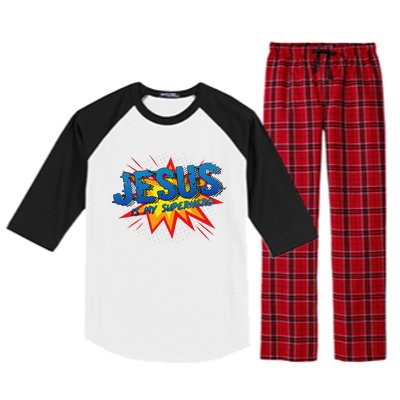 Jesus Is My Superhero Cute Powerful Christian Gift Comic Raglan Sleeve Pajama Set