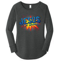 Jesus Is My Superhero Cute Powerful Christian Gift Comic Women's Perfect Tri Tunic Long Sleeve Shirt