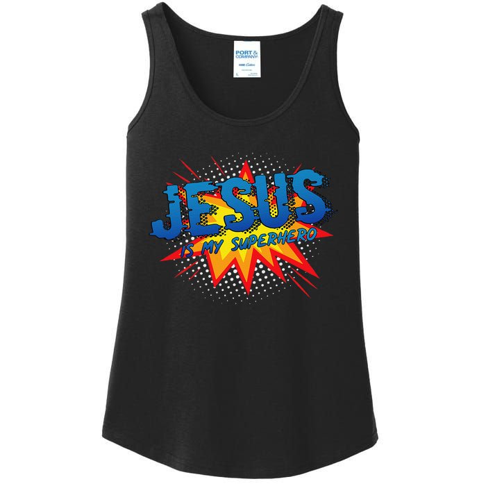 Jesus Is My Superhero Cute Powerful Christian Gift Comic Ladies Essential Tank