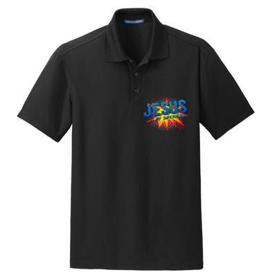 Jesus Is My Superhero Cute Powerful Christian Gift Comic Dry Zone Grid Polo