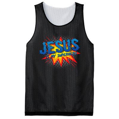 Jesus Is My Superhero Cute Powerful Christian Gift Comic Mesh Reversible Basketball Jersey Tank