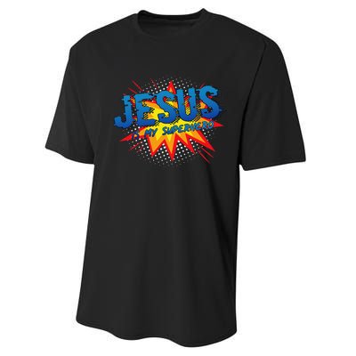 Jesus Is My Superhero Cute Powerful Christian Gift Comic Performance Sprint T-Shirt