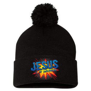 Jesus Is My Superhero Cute Powerful Christian Gift Comic Pom Pom 12in Knit Beanie