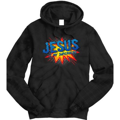 Jesus Is My Superhero Cute Powerful Christian Gift Comic Tie Dye Hoodie