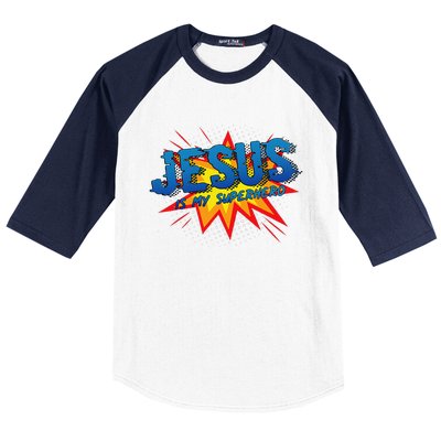 Jesus Is My Superhero Cute Powerful Christian Gift Comic Baseball Sleeve Shirt