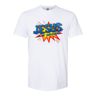 Jesus Is My Superhero Cute Powerful Christian Gift Comic Softstyle CVC T-Shirt